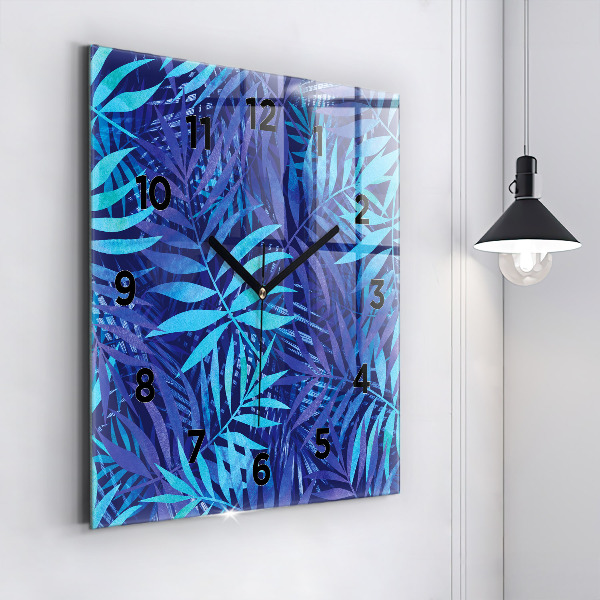 Szögletes fali üvegóra Kék levelek