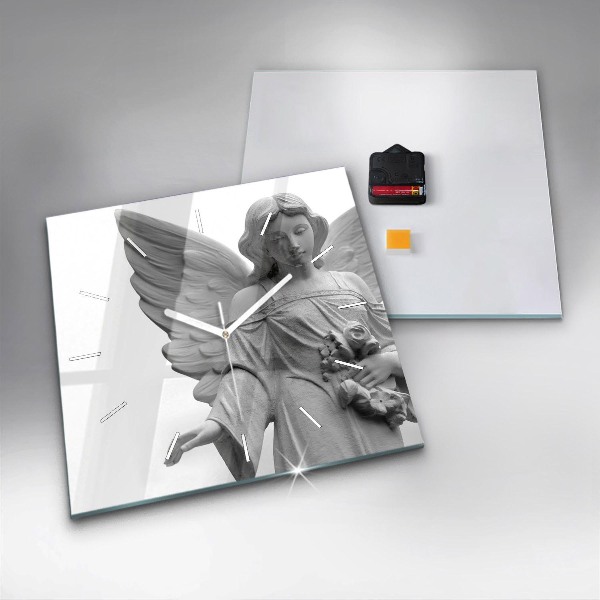 Szögletes fali üvegóra Öreg angyal szobor