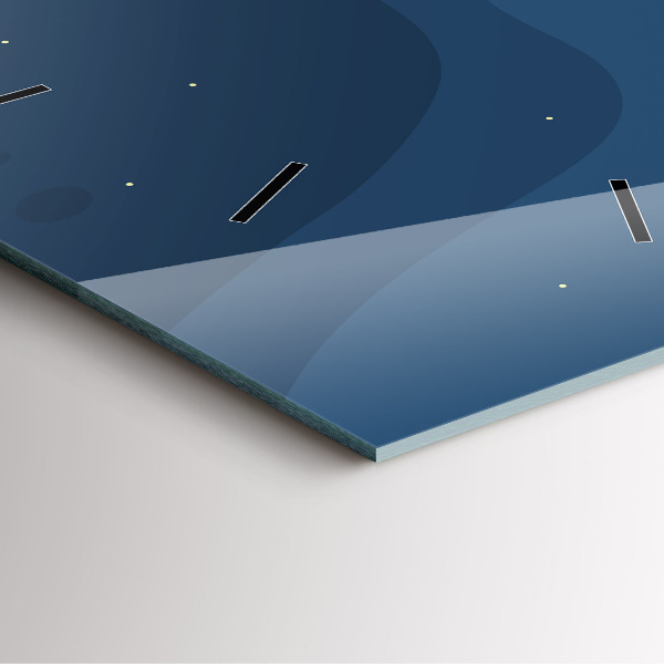 Szögletes fali üvegóra Kék hullámok