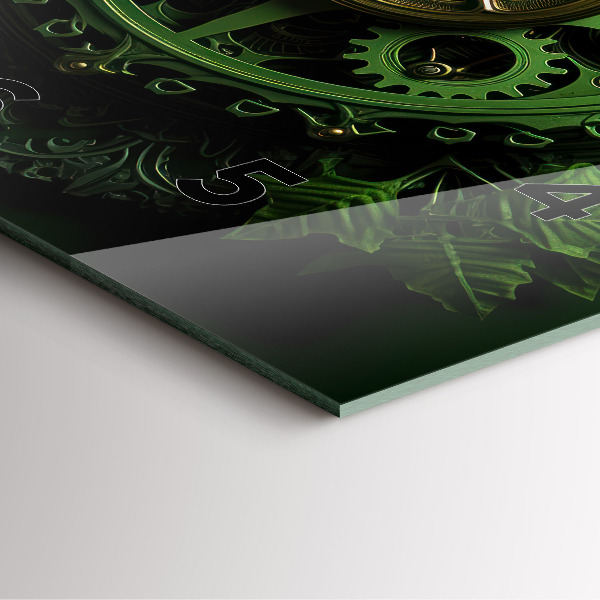 Szögletes fali üvegóra Zöld mechanizmus