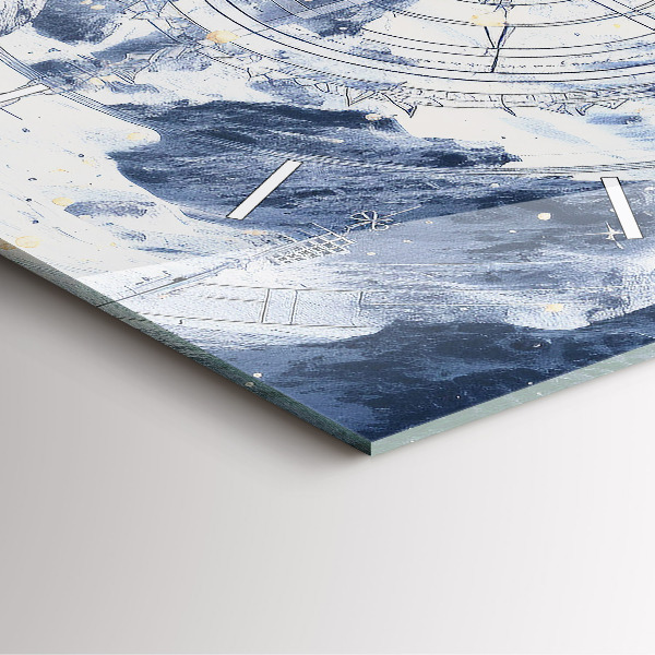 Szögletes fali üvegóra Kék rajzok