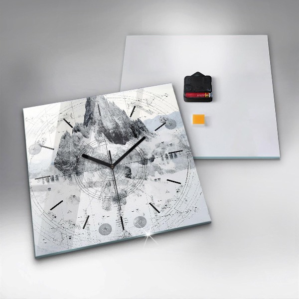 Szögletes fali üvegóra Rajzfilm hegyek