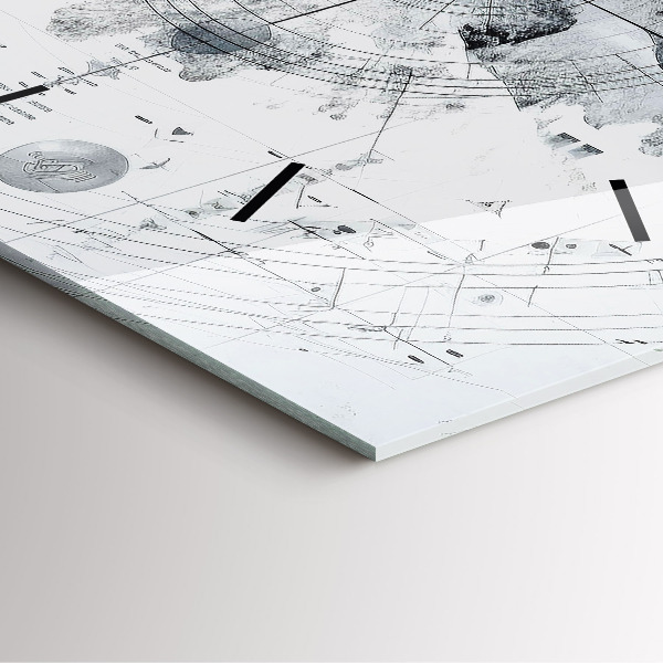 Szögletes fali üvegóra Rajzfilm hegyek