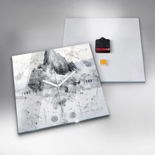 Szögletes fali üvegóra Rajzfilm hegyek