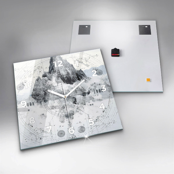 Szögletes fali üvegóra Rajzfilm hegyek