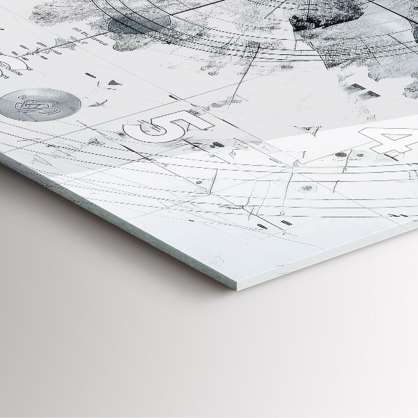 Szögletes fali üvegóra Rajzfilm hegyek