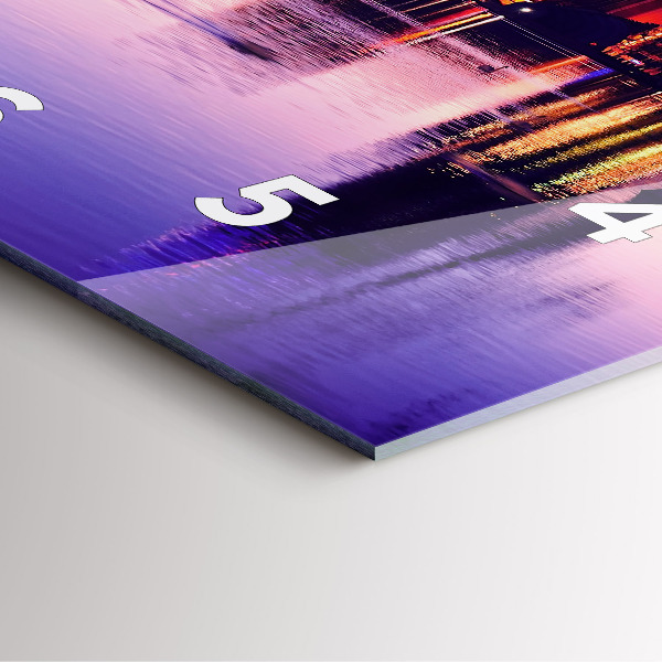 Szögletes fali üvegóra Esti panoráma a városra