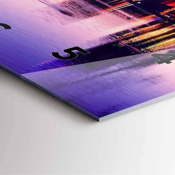 Szögletes fali üvegóra Esti panoráma a városra