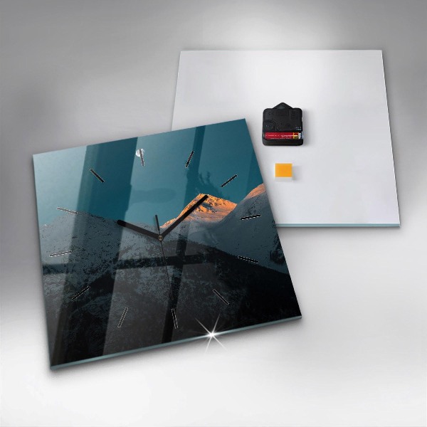 Szögletes fali üvegóra Naplemente a hegyekben