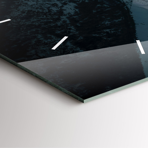 Szögletes fali üvegóra Naplemente a hegyekben