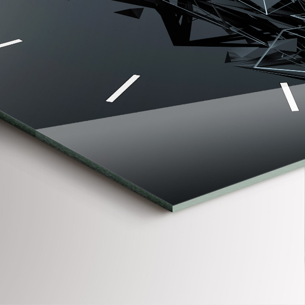 Szögletes fali üvegóra Fekete absztrakció