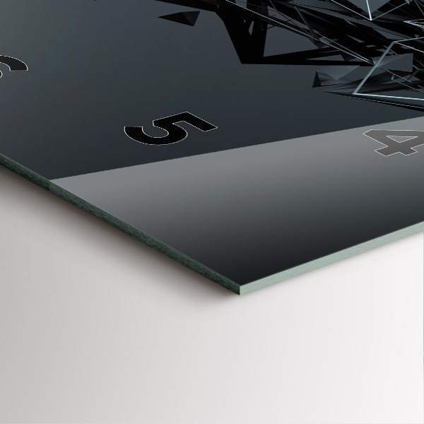 Szögletes fali üvegóra Fekete absztrakció