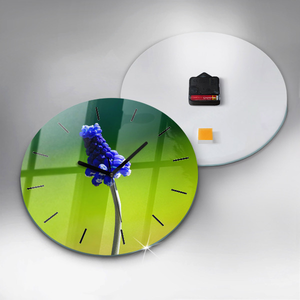 Kerek fali üvegóra Kék virágok