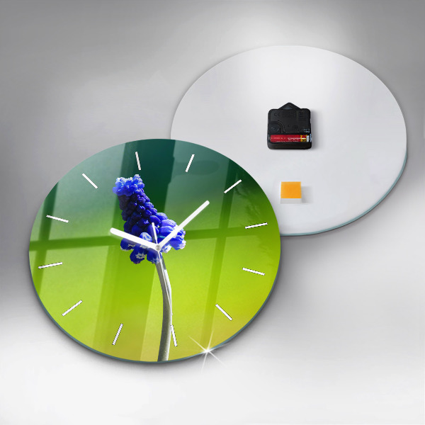 Kerek fali üvegóra Kék virágok