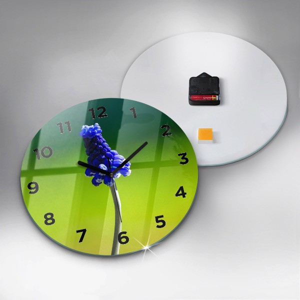 Kerek fali üvegóra Kék virágok