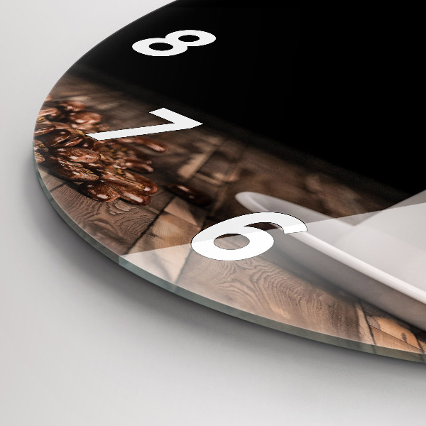 Kerek fali üvegóra Egy csésze forró kávé