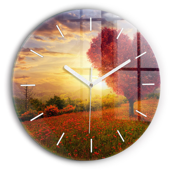 Kerek fali üvegóra Szerelem szív fa