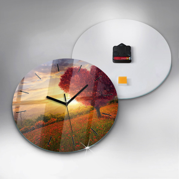 Kerek fali üvegóra Szerelem szív fa