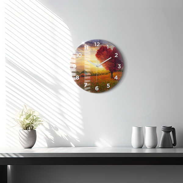 Kerek fali üvegóra Szerelem szív fa