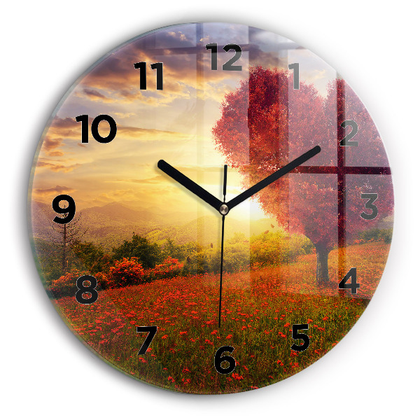 Kerek fali üvegóra Szerelem szív fa