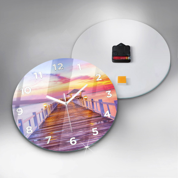 Kerek fali üvegóra Este a híd a kikötőben