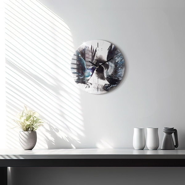 Kerek fali üvegóra Festett madarak