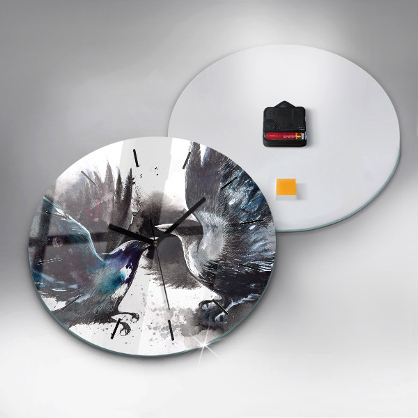 Kerek fali üvegóra Festett madarak