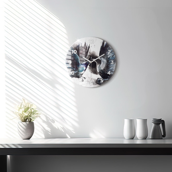 Kerek fali üvegóra Festett madarak