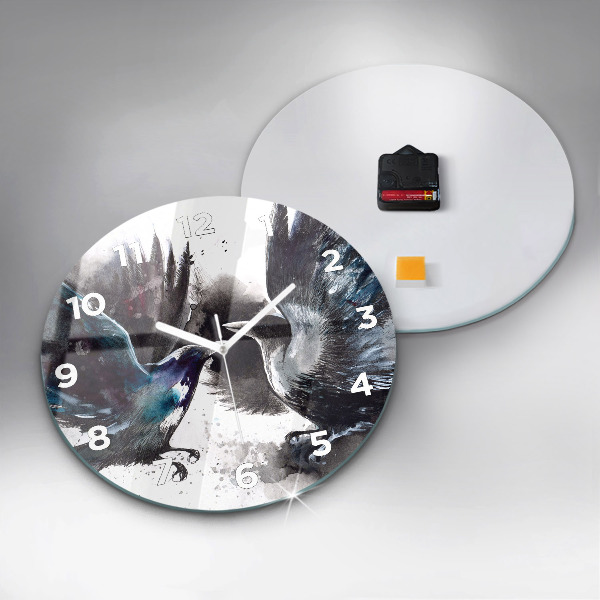 Kerek fali üvegóra Festett madarak