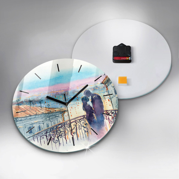 Kerek fali üvegóra Emberek akvarellben