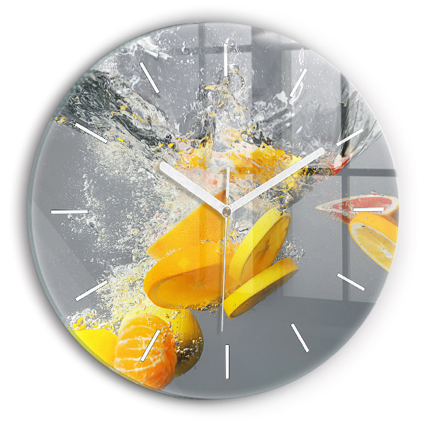 Kerek fali üvegóra Citrus vízben