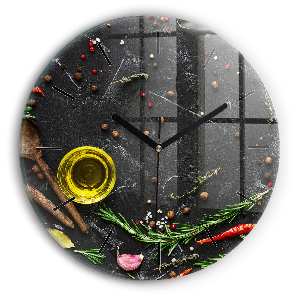 Kerek fali üvegóra Fűszerek a pulton