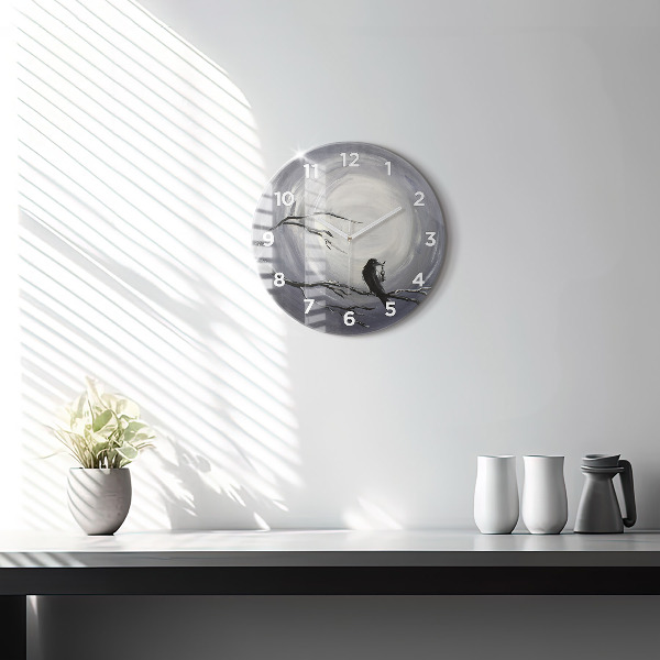 Kerek fali üvegóra Holló a holdfényben