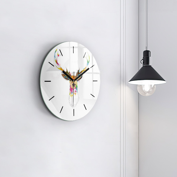 Kerek fali üvegóra Színes szarvasfej
