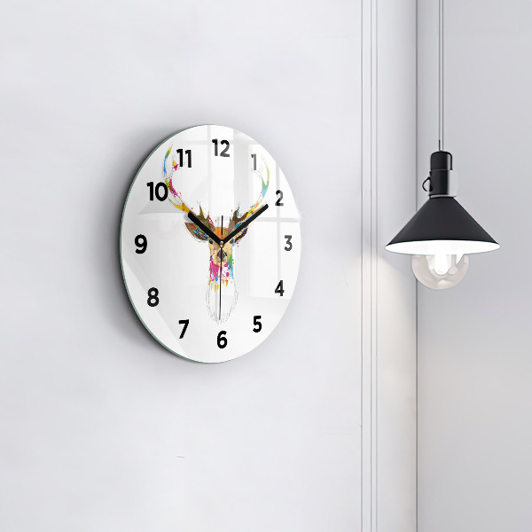 Kerek fali üvegóra Színes szarvasfej