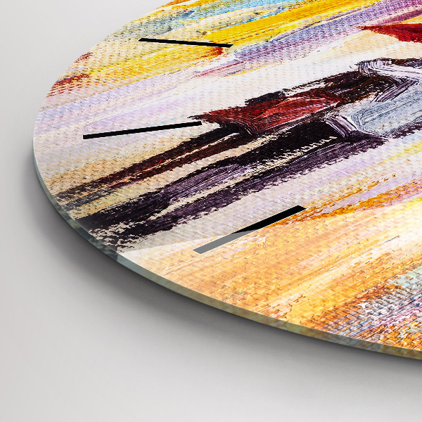 Kerek fali üvegóra Pár az esőben