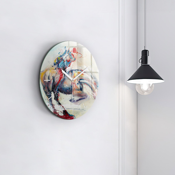 Kerek fali üvegóra Vágtató lovak illusztrációja