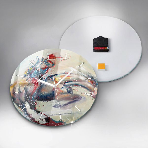 Kerek fali üvegóra Vágtató lovak illusztrációja