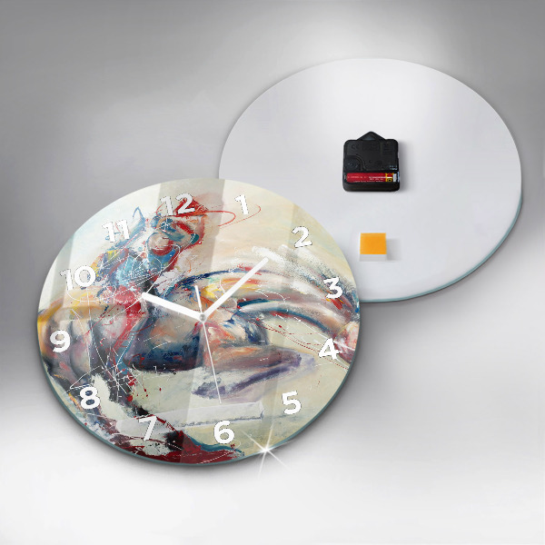 Kerek fali üvegóra Vágtató lovak illusztrációja