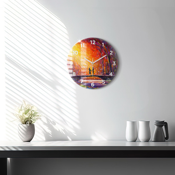 Kerek fali üvegóra Pár az erdőben