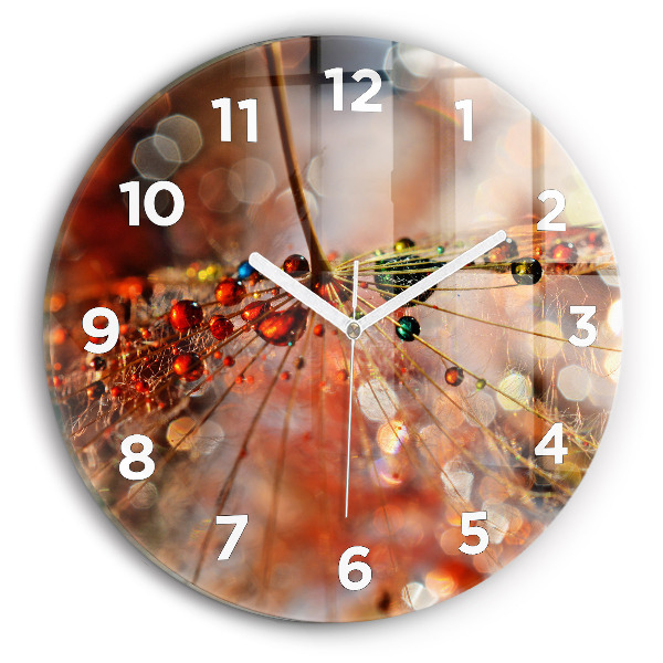 Kerek fali üvegóra Pitypang harmattal