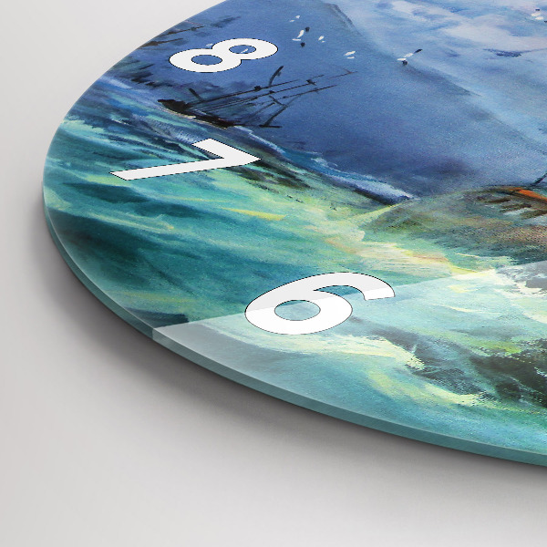 Kerek fali üvegóra Hajó a vízen