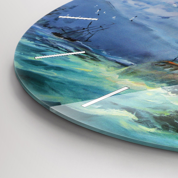 Kerek fali üvegóra Hajó a vízen