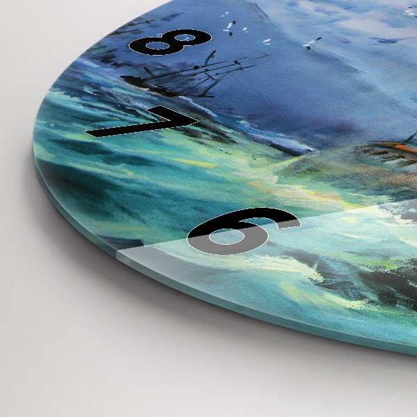 Kerek fali üvegóra Hajó a vízen