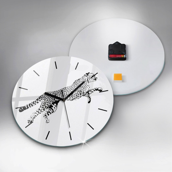 Kerek fali üvegóra Sziluettje egy párduc