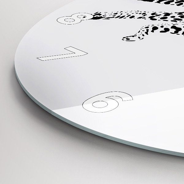 Kerek fali üvegóra Sziluettje egy párduc