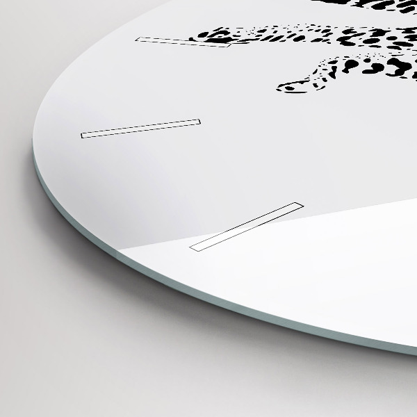 Kerek fali üvegóra Sziluettje egy párduc