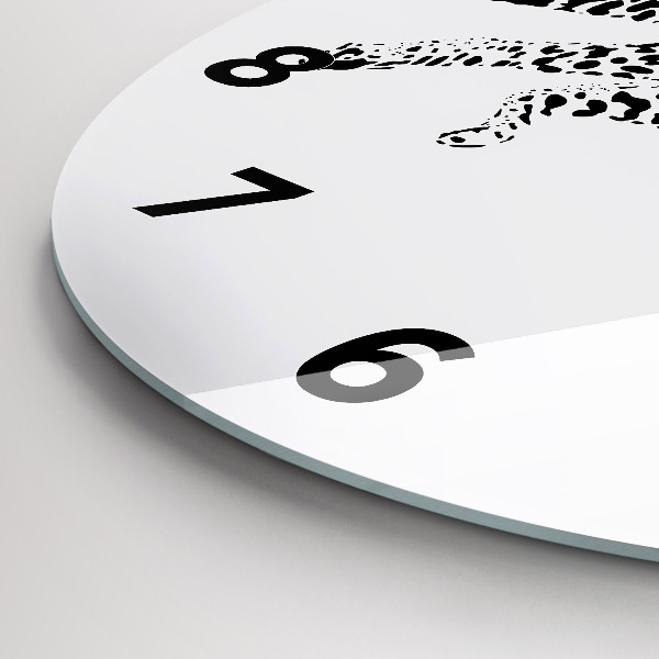 Kerek fali üvegóra Sziluettje egy párduc