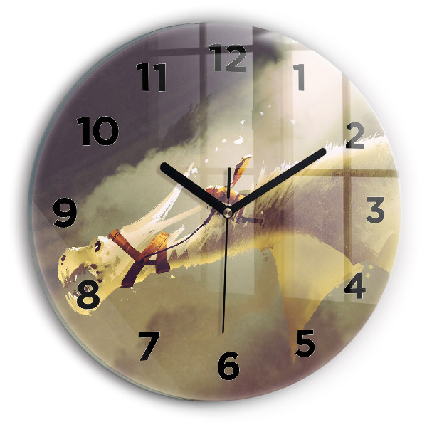 Kerek fali üvegóra Sárkánylovas illusztráció