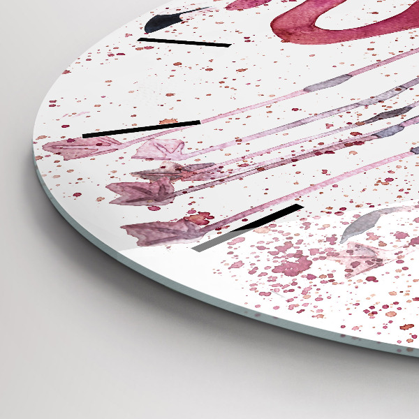 Kerek fali üvegóra Egy csomó flamingót